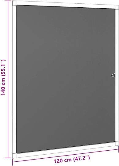 vidaXL Window Mosquito Net with Frame from Fiberglass White 140x120cm