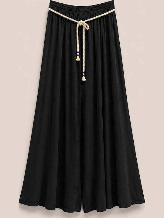 Women's Fabric Pantaloons with Rubber Band Black