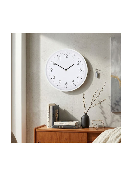 Nedis Leise Wanduhr Kunststoff Weiß Ø30cm