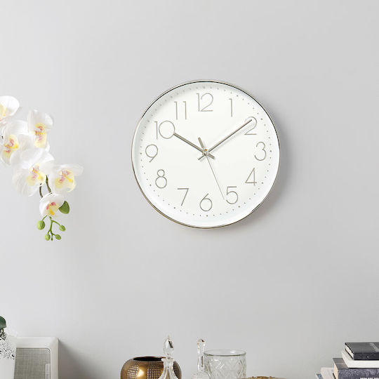 Nedis Wall Clock Plastic White/Silver Ø30cm