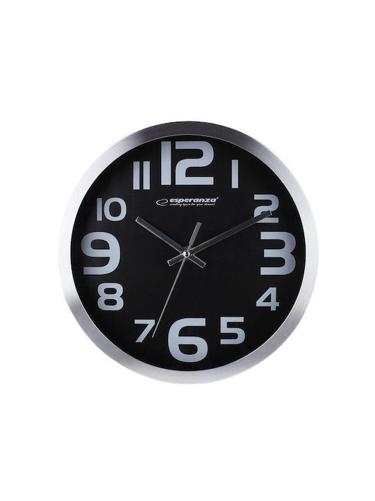 Esperanza Zurich Leise Wanduhr Metallisch Schwarz Ø25cm