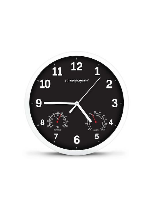Esperanza Lyon Wall Clock Plastic Black Ø25cm