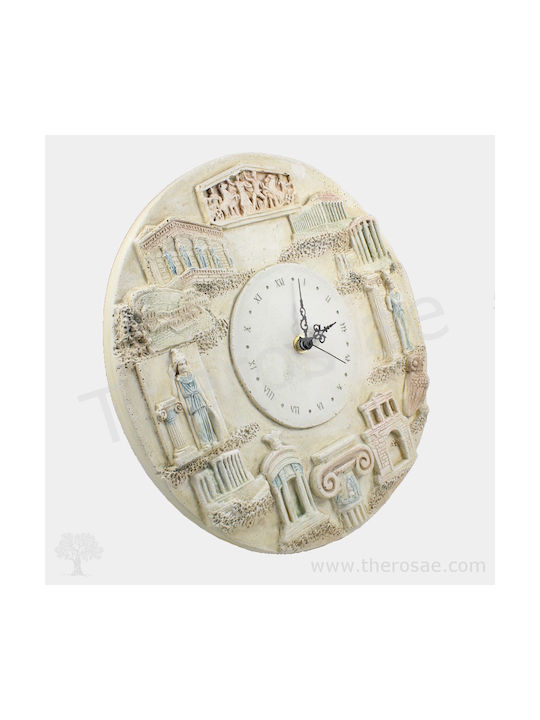 Antike Wanduhr Keramik Ecru Ø28cm