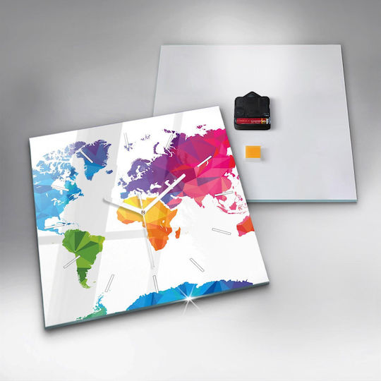 Tulup Silent Ceas de Perete Sticlă Multicolor 30x30cm