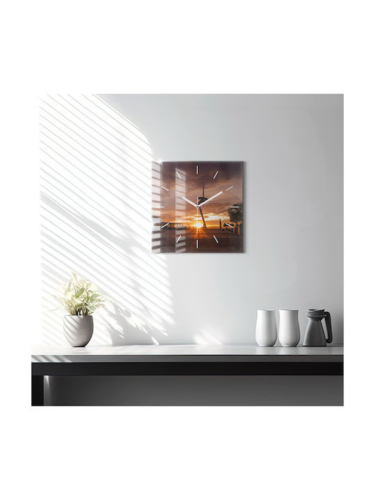 Tulup Silent Ceas de Perete Sticlă Portocaliu 30x30cm