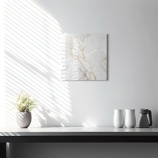 Tulup Silent Wall Clock Glass White 30x30cm