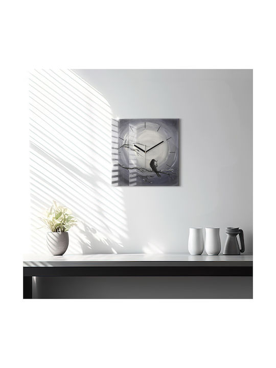 Tulup Silent Wall Clock Glass Black 30x30cm