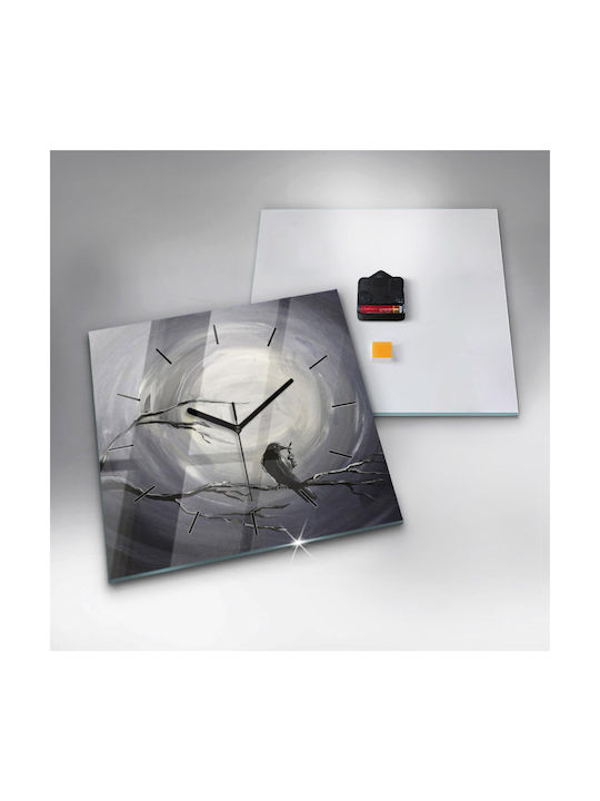 Tulup Silent Wall Clock Glass Black 30x30cm