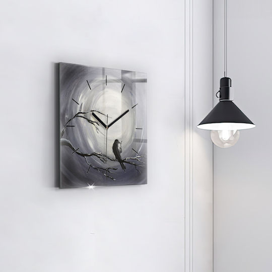 Tulup Тих режим Стенен часовник Стъкло Черен 30x30см