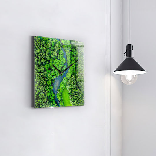 Tulup Αθόρυβο Ρολόι Τοίχου Γυάλινο Πράσινο 30x30cm