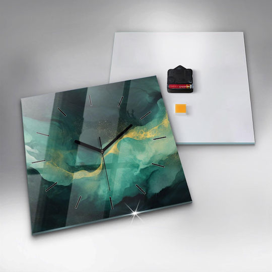 Tulup Leise Wanduhr Glas Grün 30x30cm