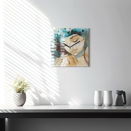 Tulup Silent Ceas de Perete Sticlă Bej 30x30cm