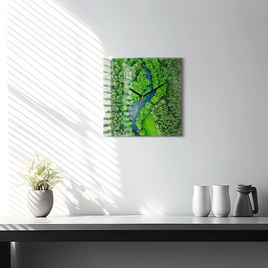Tulup Αθόρυβο Ρολόι Τοίχου Γυάλινο Πράσινο 30x30cm