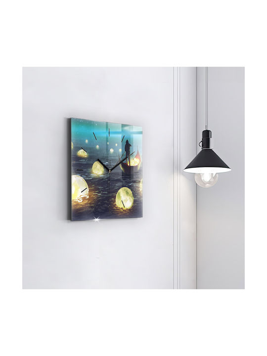 Tulup Silent Ceas de Perete Sticlă Albastru 30x30cm