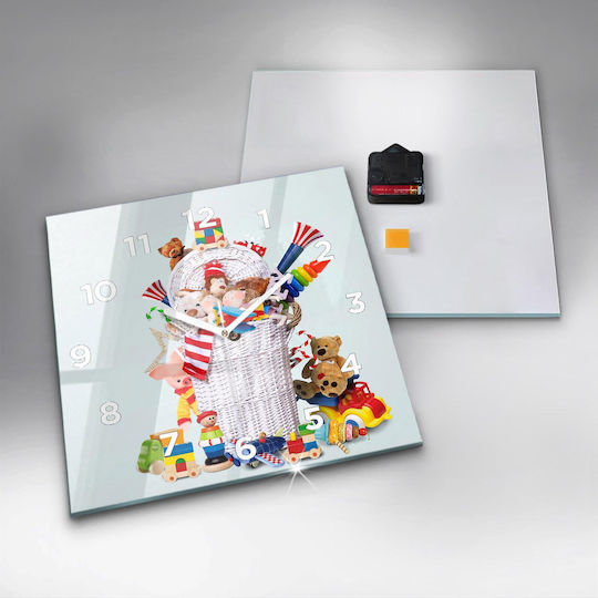 Tulup Тих режим Стенен часовник Стъкло Многоцветен 30x30см