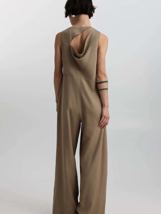 Women's Linen One-piece Jumpsuit Cigar