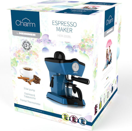 Heinner Charm Espressomaschine 800W Druck 5bar Blau