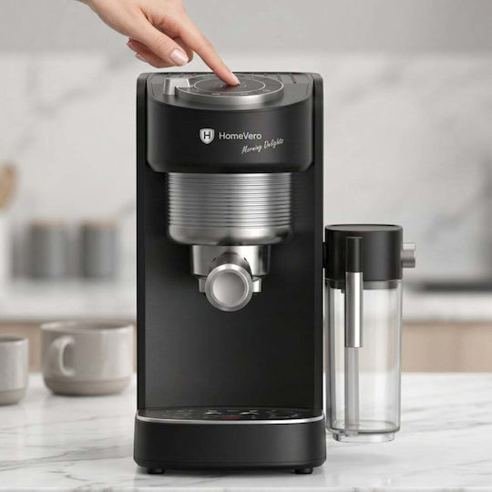 HomeVero Αυτόματη Μηχανή Espresso 1400W Μαύρη HV-CMF1400