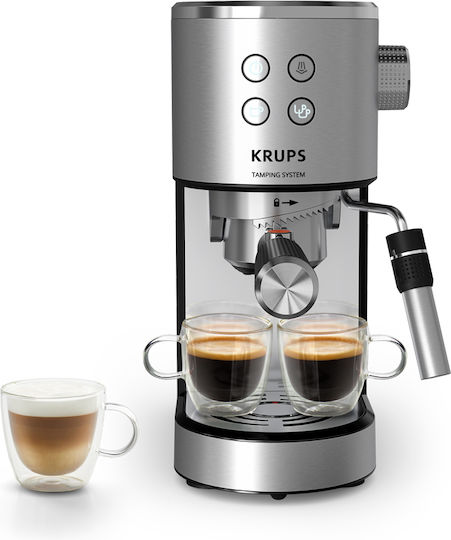 Krups Virtuoso+ Еспресо Кафемашина 1350W Налягане 15bar Сребрист XP499EE0