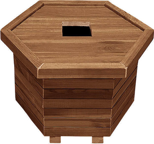 Sechseckiger Holz-Abfalleimer mit geschlossenen Ecken D52x40cm 60L - Tesias Holzprodukte