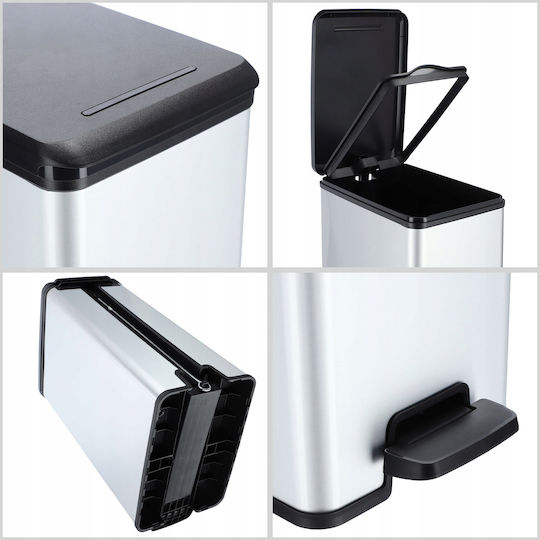 Curver Metallic Waste Bin with Pedal Silver 40L