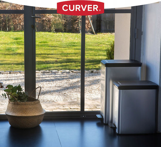 Curver Metallic Waste Bin with Pedal Silver 40L