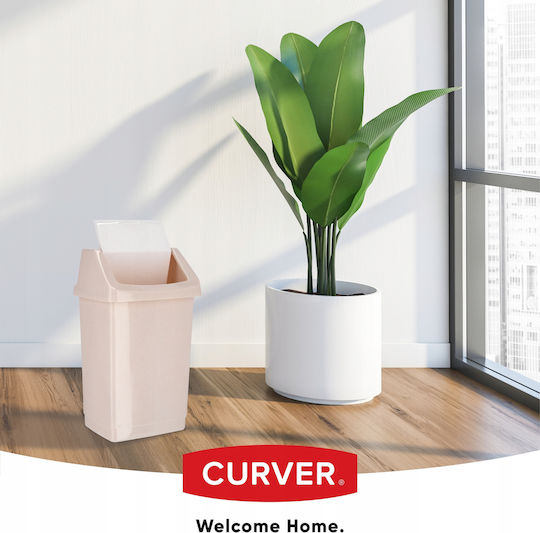 Curver Click-It Plastic Waste Bin with Oscillating Lid Beige 25lt