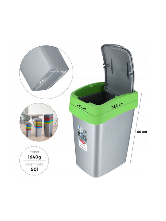 Curver Pacific Flip Coș de Gunoi Plastic Verde 50lt 1buc