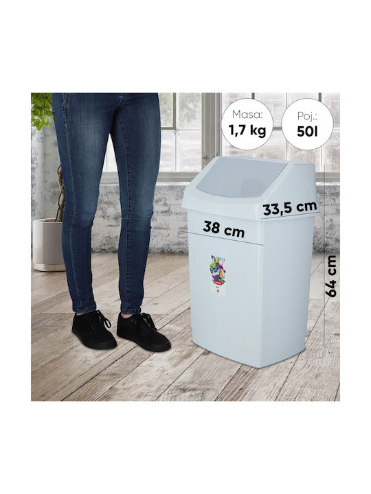 Curver Coș de Gunoi Plastic Gri 50lt 1buc