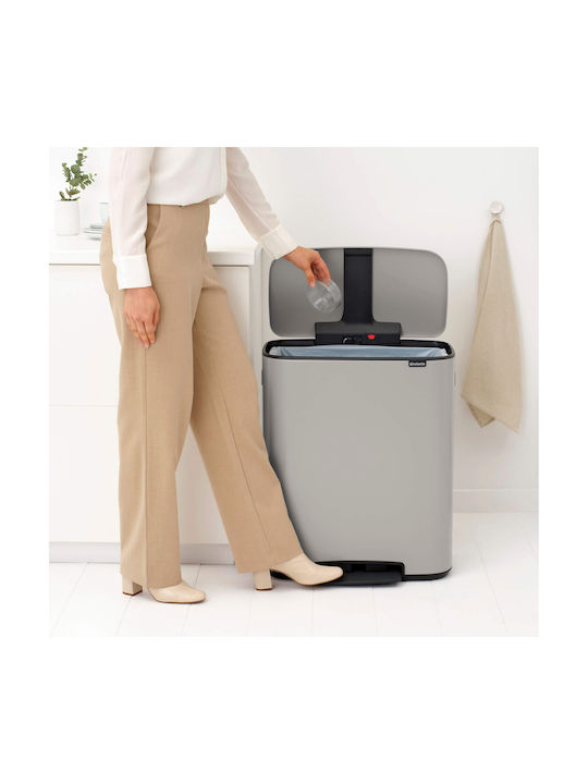 Brabantia Bo Pedal Mülleimer Kunststoff mit Pedal Graue 60lt