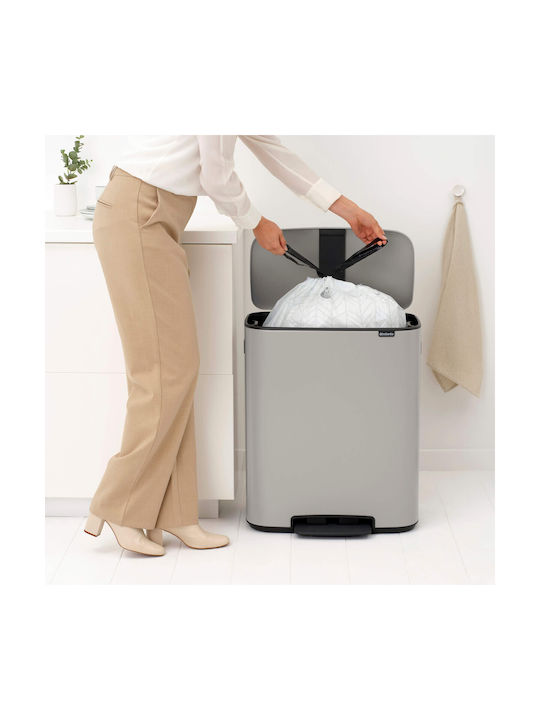 Brabantia Bo Pedal Mülleimer Kunststoff mit Pedal Graue 60lt