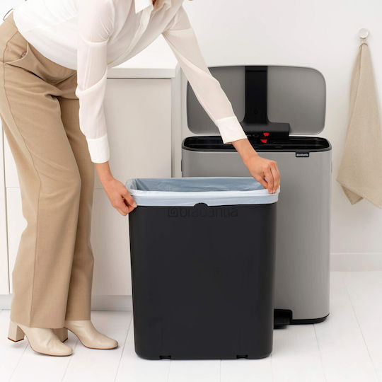 Brabantia Coș De Gunoi Bo Pedal Din Plastic Cu Pedală Gri 60l