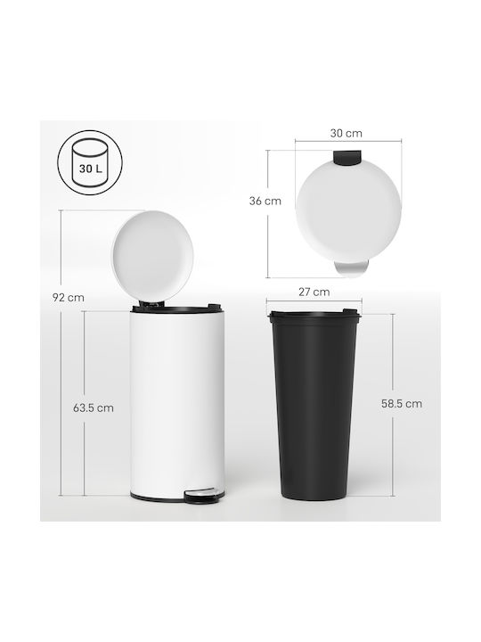HomCom Waste Bin Waste Plastic with Pedal Beige 30lt 1pcs