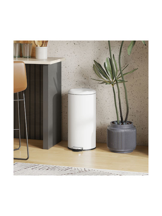 HomCom Waste Bin Waste Plastic with Pedal Beige 30lt 1pcs
