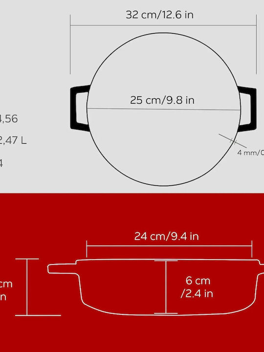 Lava Oală Joasă din Fontă 4,7l / 24cm