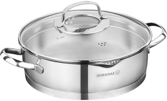 Korkmaz Korkmaz Rostfreier Stahl Untiefe Topf 3lt / 24cm