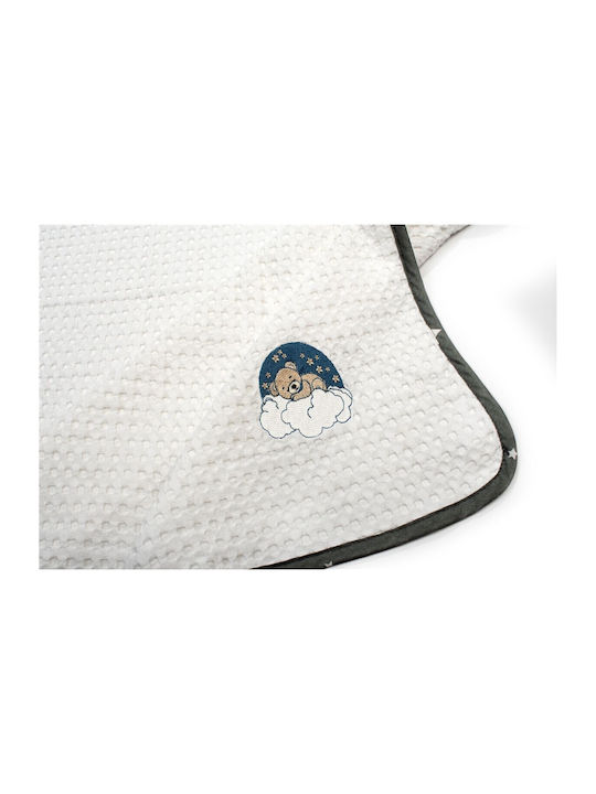 Dimcol Nursery Swaddling Blanket Cloudy Bear Waffle White with Animal 80x110cm