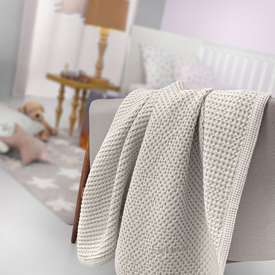 Guy Laroche Cot Blanket Perla Waffle Ecru 110x130cm