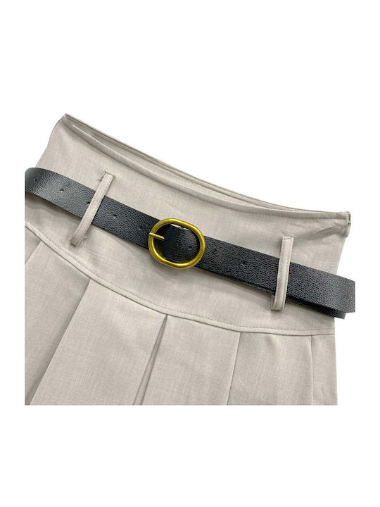 Pleated Mini Skirt Beige