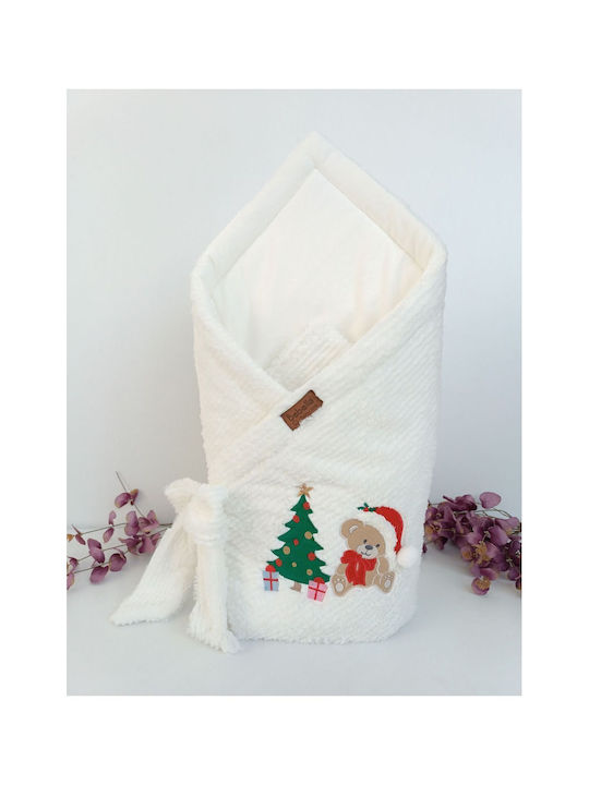 SteweHome Nursery Swaddling Cotton Ecru Blanket with Animal 100x100cm