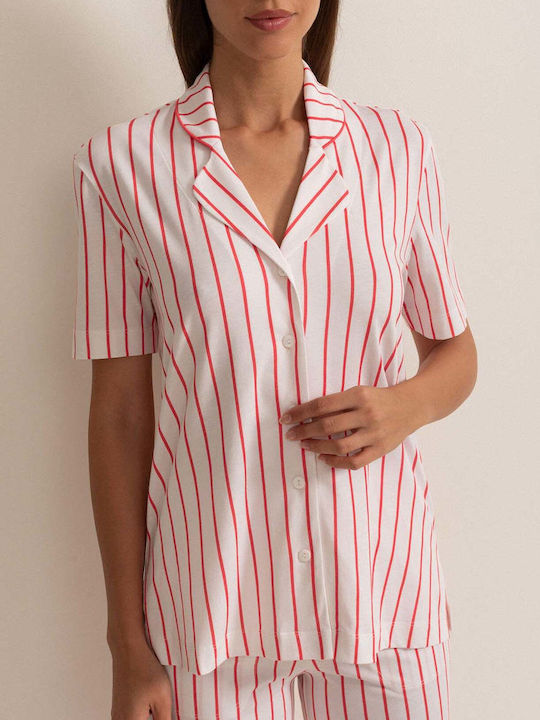 Sofiaman Sofiaman Sommer Baumwollene Damen Schlafanzug Bluse Weiß