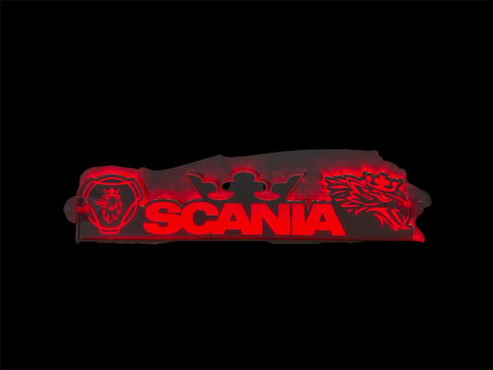 3d Decorative Cabin Sign Red Led 12v24v Scania 500mm 110mm 6mm Cable 15m Plug Lighter Socket