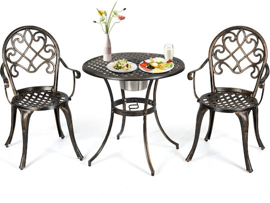 Outdoor Dining Room Set 3 Pieces Bronze