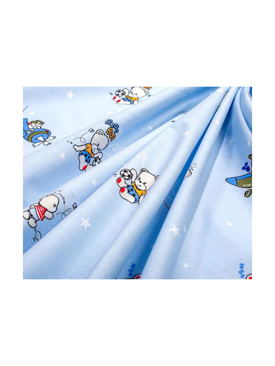 Dimcol Set Baby Cradle Cotton Sheets Bear's Playtime 591 Light Blue 80x110cm