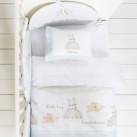 Nima Set Lenjerii de Pat Bebe Pentru Leagăn Din Bumbac Albastre 70x110cm