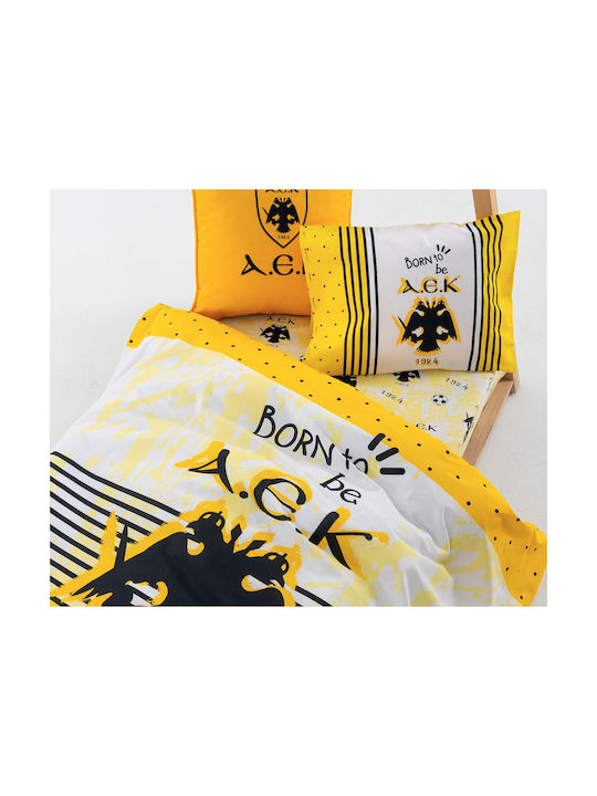 Palamaiki Set Baby Sheets Crib Cotton Fitted Yellow 75x140cm