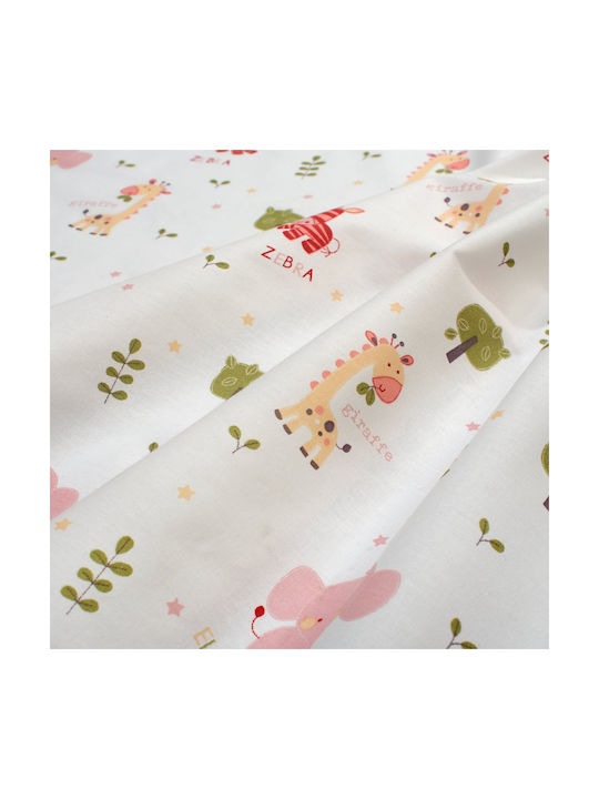 Dimcol Baby Bettlaken Für Wiege Baumwolle Happy Safari 712 Weiß 80x110cm