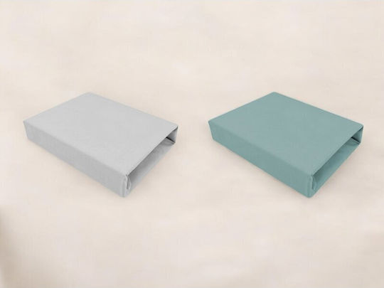 Qmini Set de cearșafuri pentru bebeluși Pentru Cradle Bumbac Potrivit Grey / Dark Mint 2buc 40x90buc