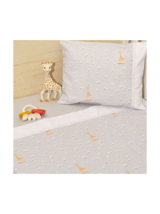 Sophie La Girafe Baby Sheets Set Crib Cotton Fitted Gray 110x170cm 3pcs