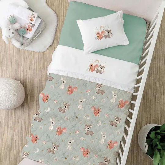 Borea Set Baby Sheets Crib Cotton Woodland White 120x160cm